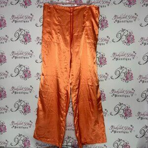 La senza pants silky satiny orange shimmer pockets waist tie up vintage y2k 2000